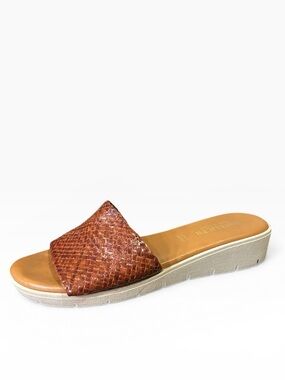 Bertuchi Snakeskin Print Women's Tan Leather Slide Sandals Size 9